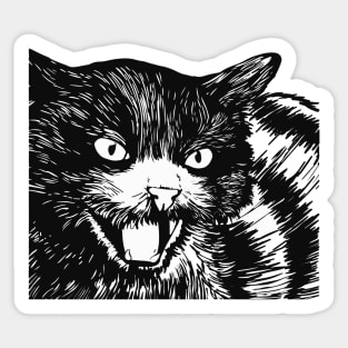 Halloween Cat illustration black and white Sticker